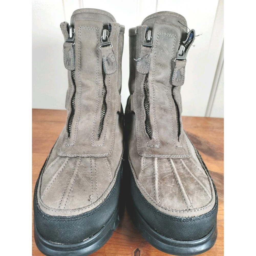 Polo Ralph Lauren Dwann Dual Zip Duck Boots Men's 11D Gray Nubuck Winter Rain